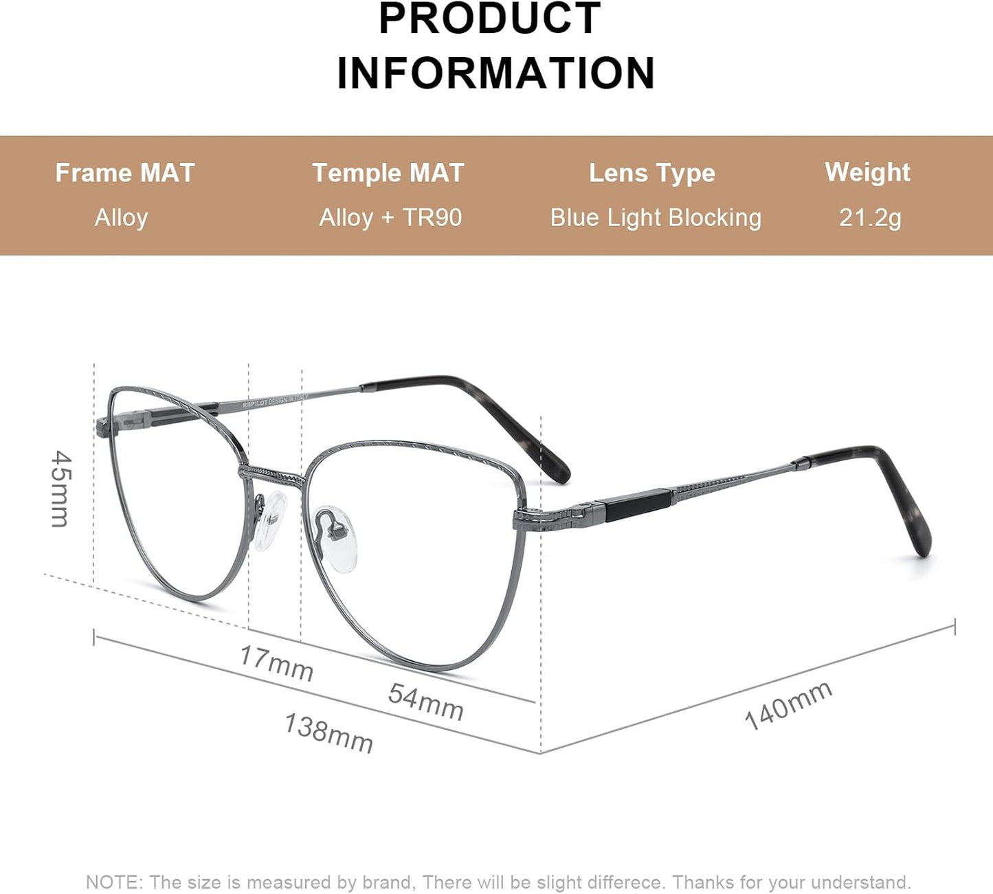 RB. Pilot Retro Cateye Reading Glasses for Women Blue Light Blocking Computer Glasses Spring Hinge Readers