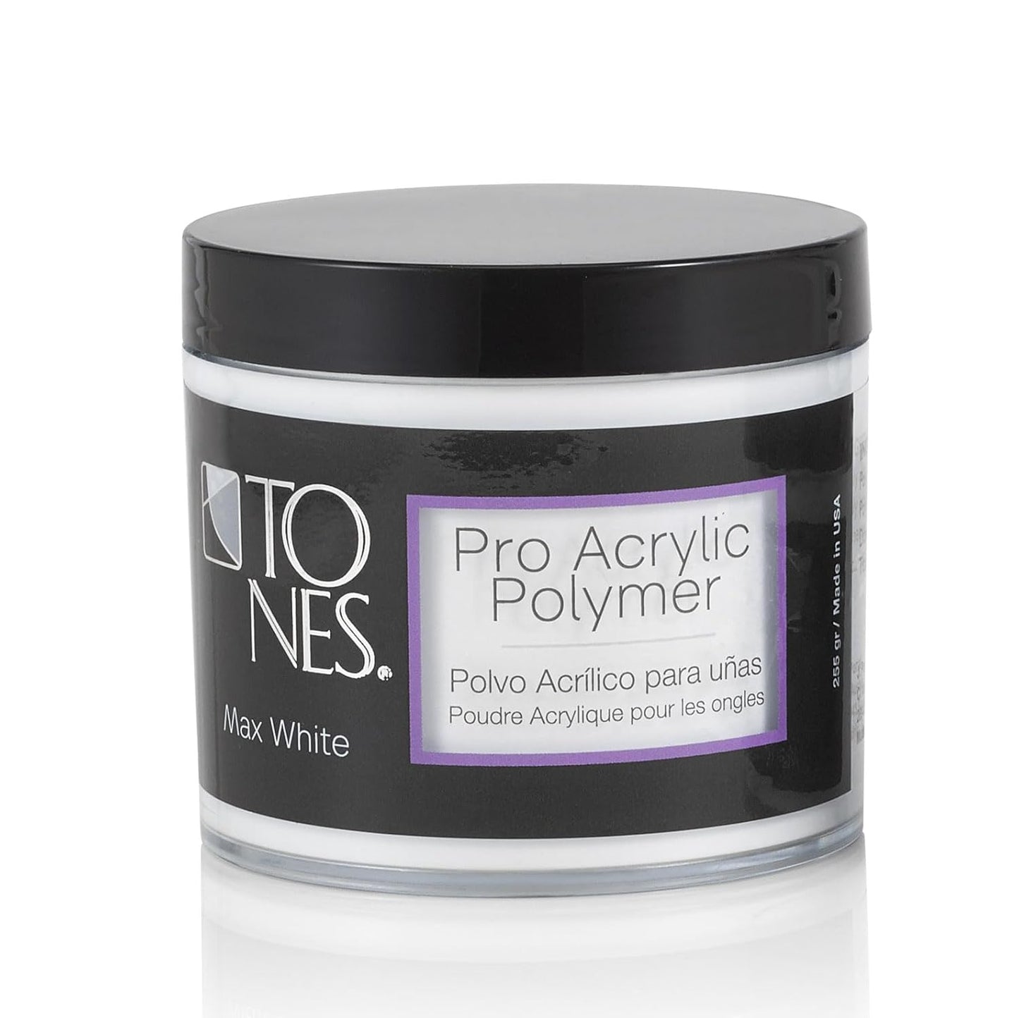 Tones Pro Acrylic Nail Powder, Max White (Creamy, Soft Off-White), (8.5 Fl Oz) - Long-Lasting & Non-Yellowing Polymer for Salon Quality Nail Extensions & 3D Art