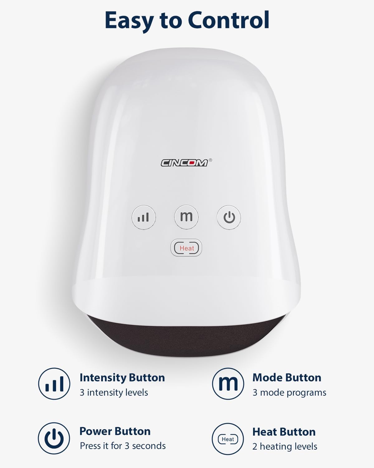 CINCOM Hand Massager - Cordless Hand Massager with Heat and Compression for Arthritis and Carpal Tunnel, Gifts for Women(White)