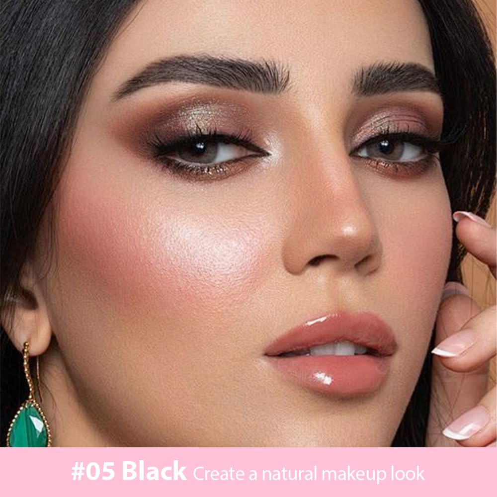 evpct 1Pcs Black Magic Microblading Dual-Ended Eyebrow Contouring Pen Brow Pencil, with 4 Brush Micro-Fork-Tips Applicator and Precise Brush-Tip, Hair Like Strokes, with Dual-ended Eyebrow Brush