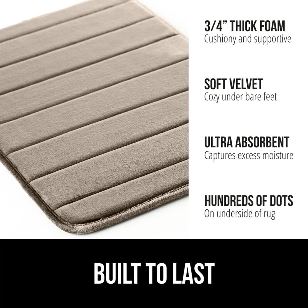 GORILLA GRIP Memory Foam Bath Mat, Soft Absorbent US Designed Bathroom Rug, Gripping Dots Machine Washable Bathmat, Cushioned Floor Mats, Shower Sink Rugs Room Décor Accessories, 36x24 Taupe