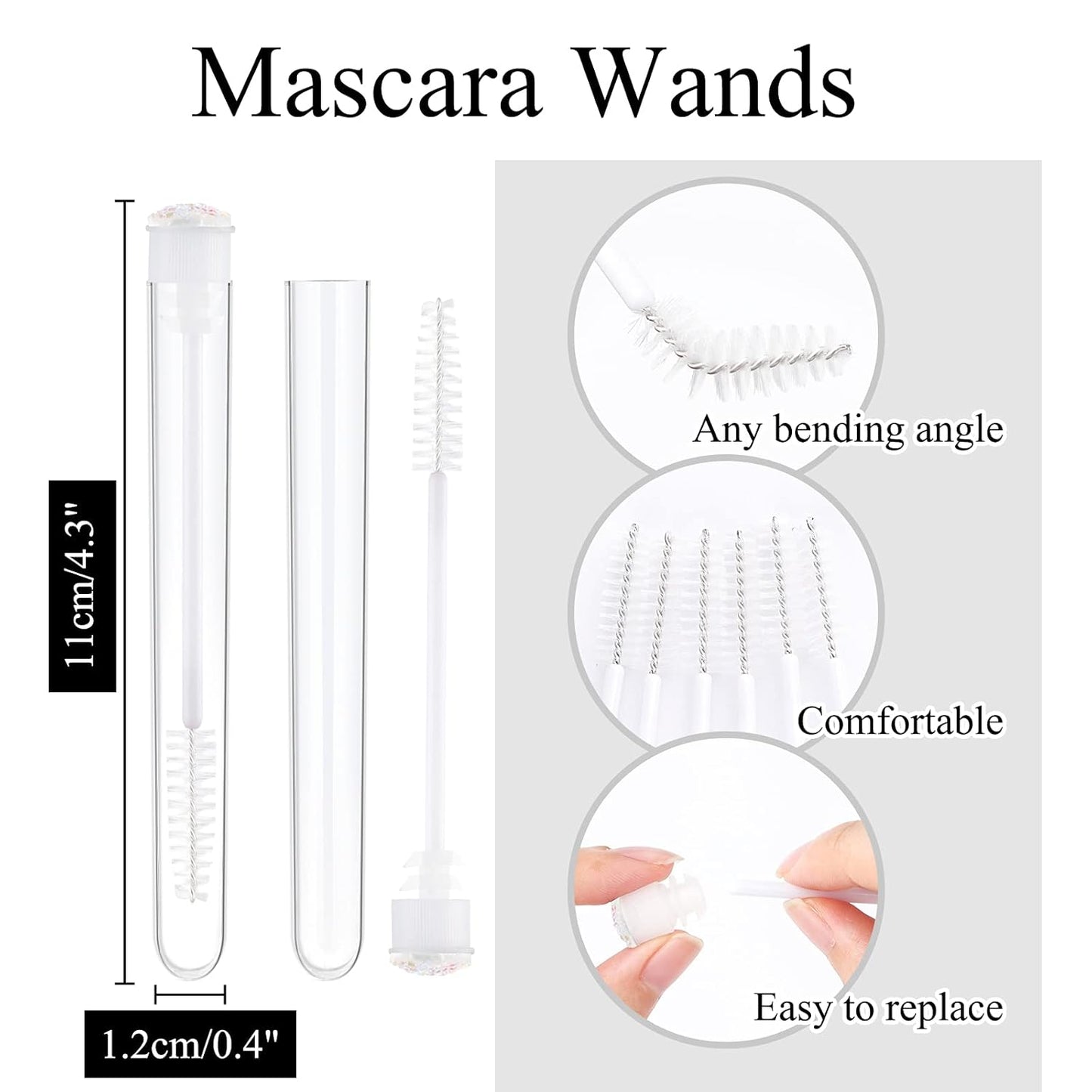 50pcs Eyelash brush Lash Wand Makeup tool Eyelash Extension supplies Cleaning brush Diamond Mascara star white