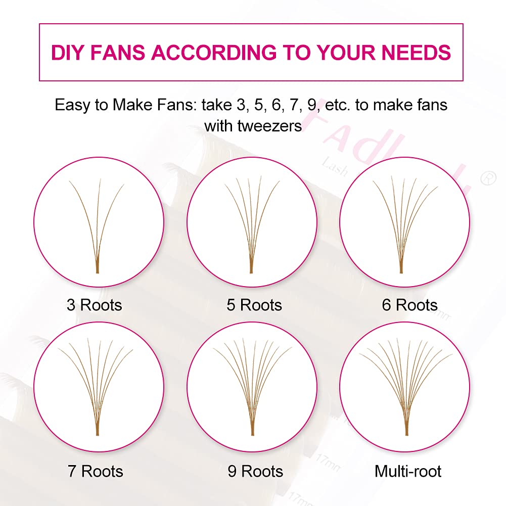 FADLASH Easy Fan Volume Lashes 0.07 D Curl Lash Extensions 8-14mm Mixed Tray Brown Color Easy Fan Lashes Blooming Eyelash Extension Volume (Blond 0.07-D, 8-14mm)