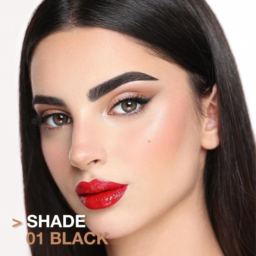 4 Pcs Ultimate Eyebrow Retractable Definer Pencils,Dual-Sided Natural Soft Textured Eyebrow Pencil for Daily Look Eyebrow Makeup,Brow Brush,Fine Tip lapiz de cejas-Black