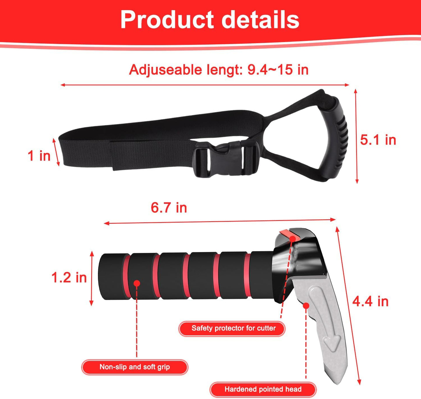 3 in 1 Car Door Handle for Elderly-Car Handle Assist - Vehicle Support - Standing Mobility Aid Tool -Door Latch for Seniors