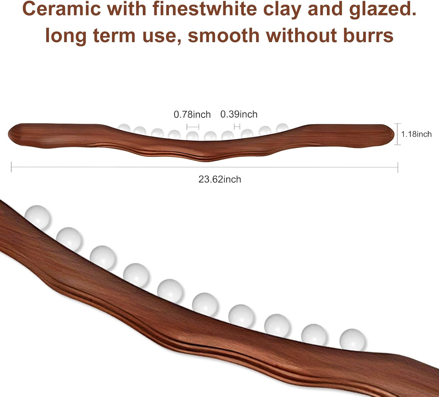 Cool Ceramic Therapy GUASHA Body Massage Tool, Lymphatic, Back Massager Stick, Muscle Relief Massage Ergonomic Design