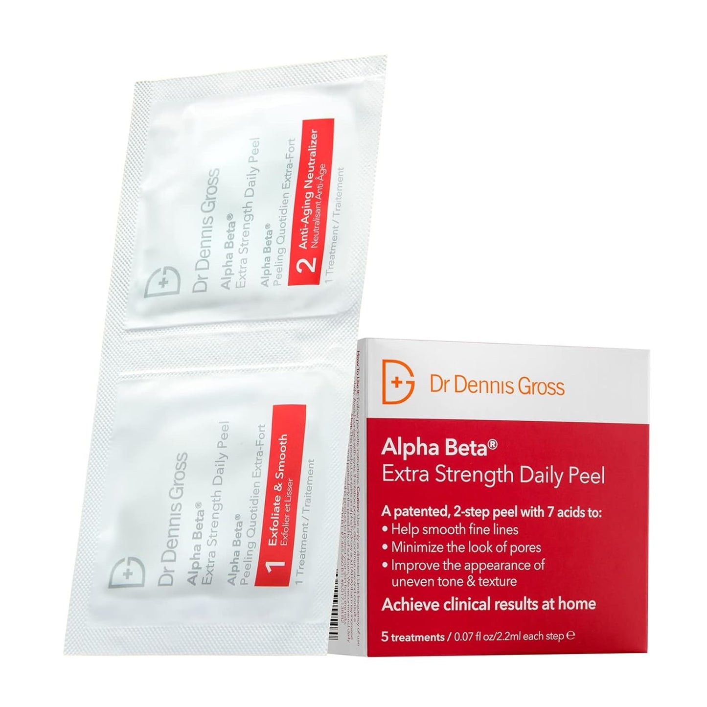 Dr. Dennis Gross Alpha Beta Extra Strength Daily Peel – 2-Step Exfoliating Pads for Enhanced Anti-Aging, Smoother Skin, and Radiant Complexion, 5 Treatments