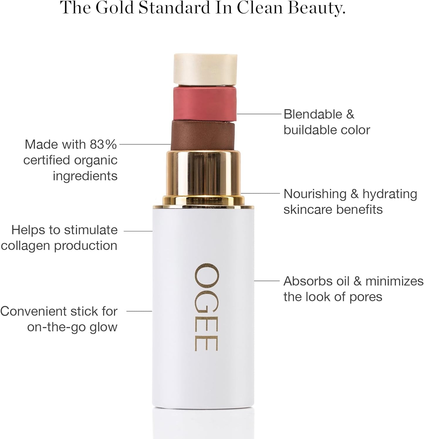 Ogee Sculpted Face Stick (OBSIDIAN - MATTE DEEP BRONZE) Certified Organic Bronzer Stick & Contour Makeup - Multi-Use Bronzer Stick for Face