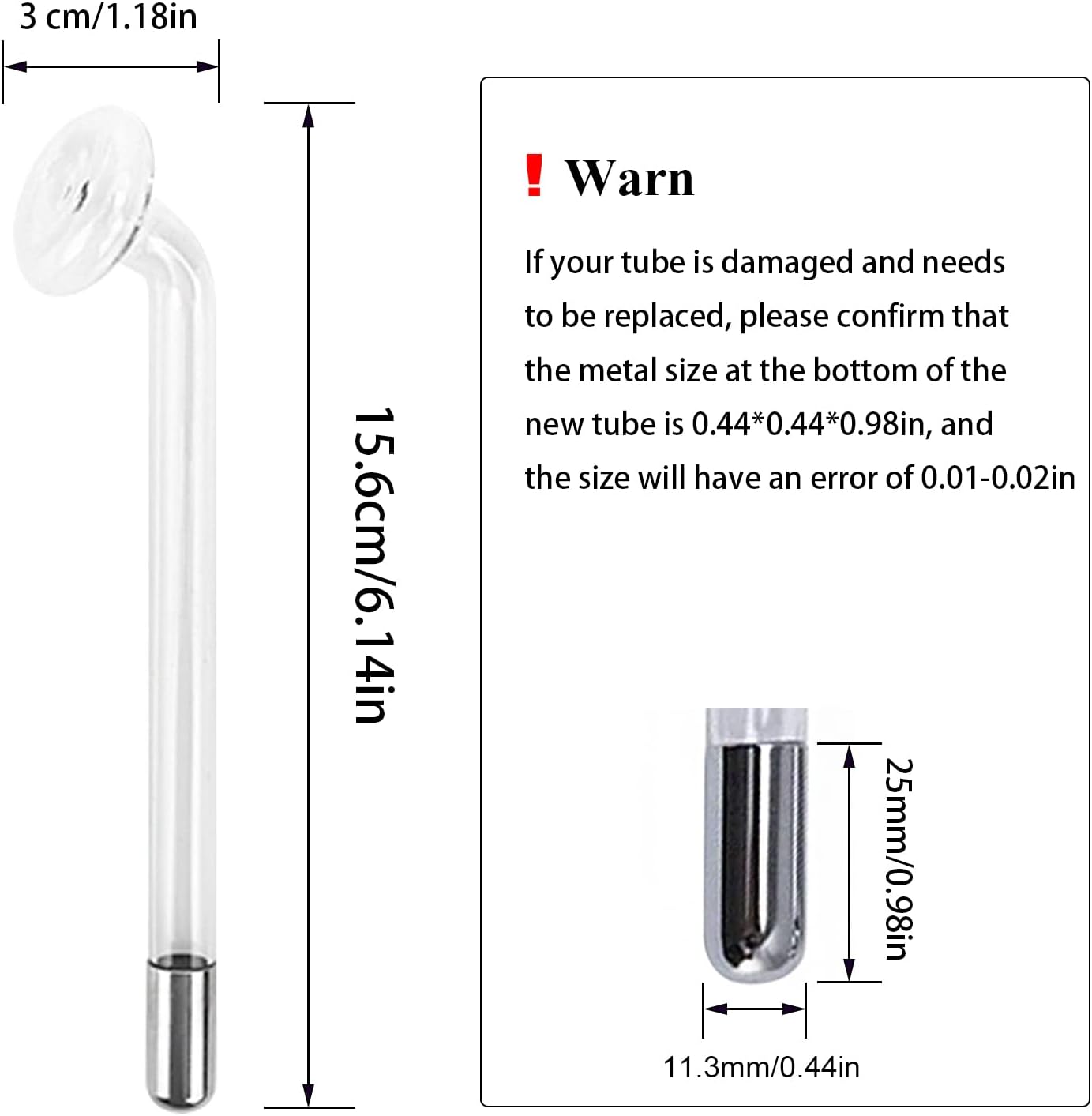 Electrode Wand Glass Tube Handheld Spare Parts for Hi Frequency Instrument Elitzia ETJX006AS (Orange Mushroom)