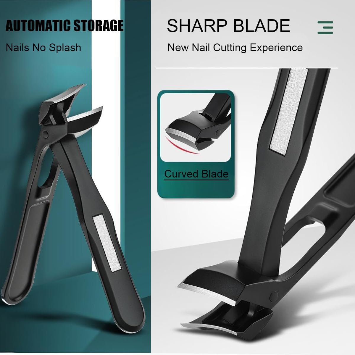 Nail Clippers for Seniors, Wide Jaw Fingernail Clippers and Angled Head Toenail Clippers for Thick Nail, Professional German Nail Clippers for Men, Women & Pregnant (Black 3)