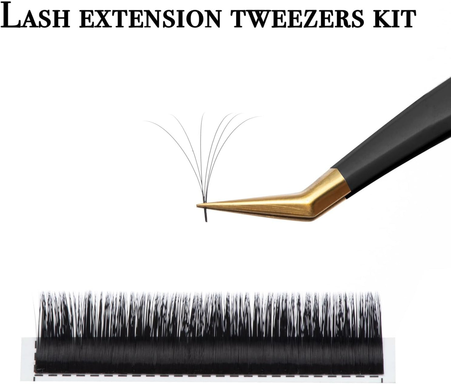 7 Pack Lash Tweezers Set for Eyelash Extensions, High Precision Eyelash Tweezers for Classic & Mega Volume Lashes