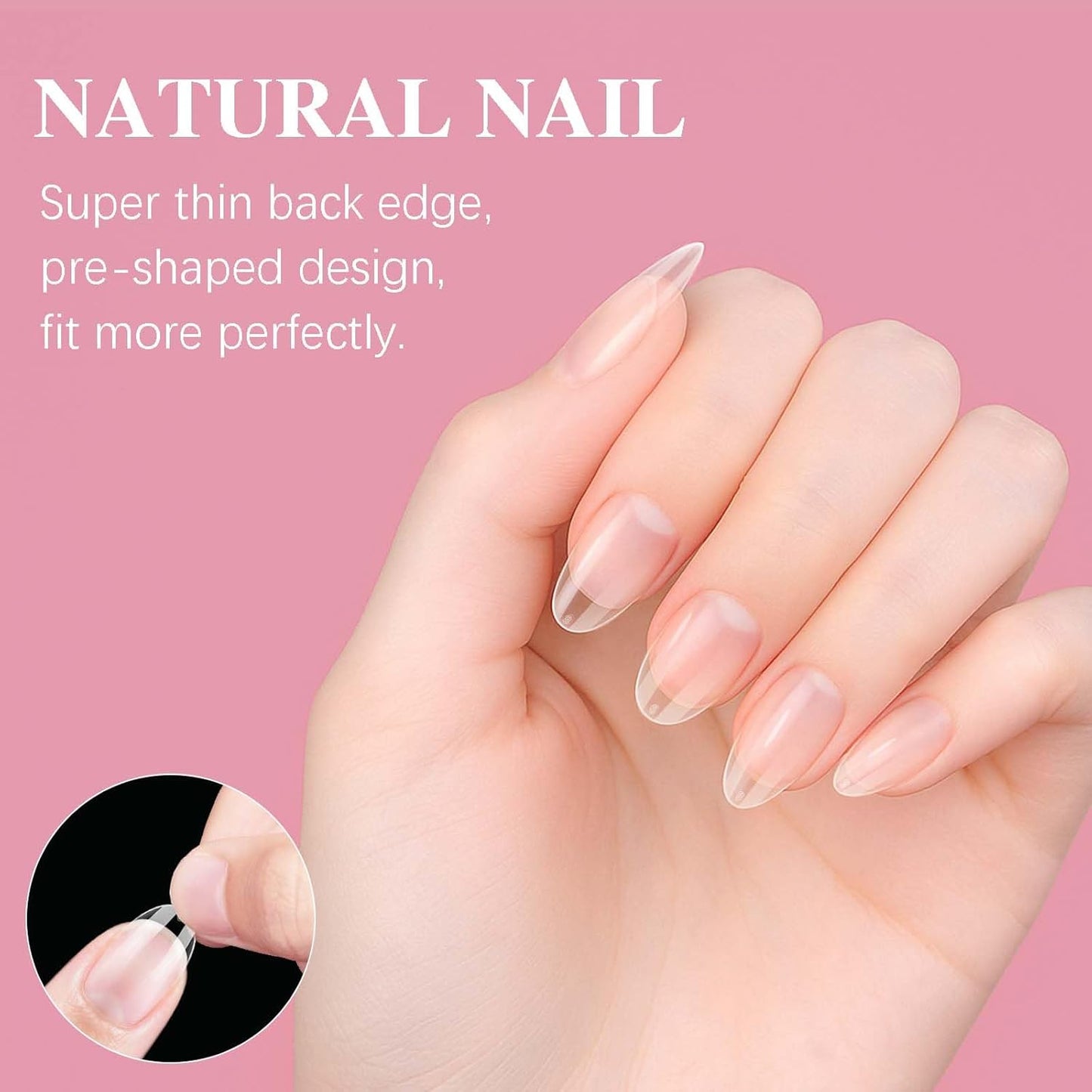 Short Almond Nail Tips, SSWSBYKE 300pcs 15 Sizes Gel Acrylic Nail Tips for Full Cover Pre-Shaped Fake Nails Tips Half Matte Press On Nails for Extension Home DIY Salon