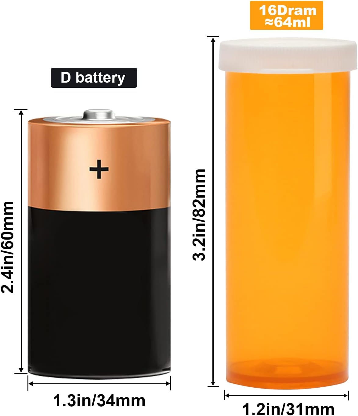 Empty Plastic Pill Bottles with Easy Open Snap Caps (Not Child Resistant), Prescription Medication Vials, Clear Containers, Pill Cases Dispenser Organizers (16 Dram, 12pcs)