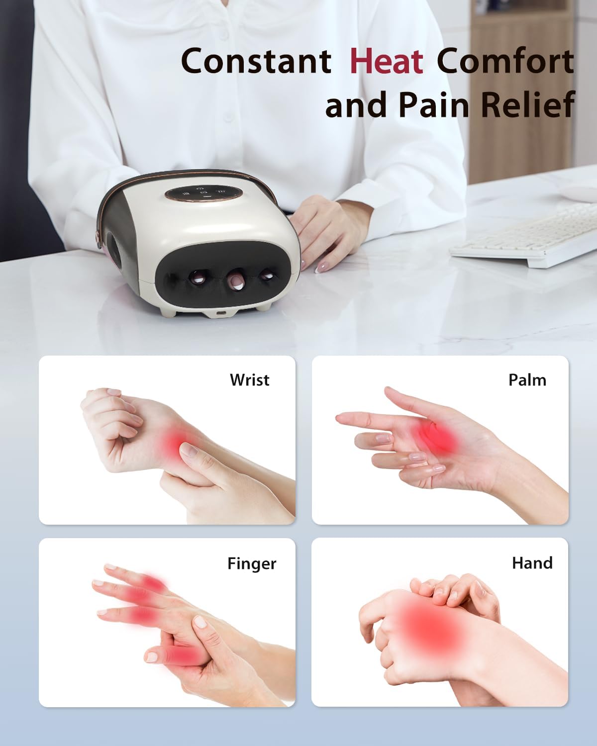 CINCOM Hand Massager with Heat and Compression, Finger and Palm Massage Machine for Pain Relief, Arthritis and Improved Circulation, Gifts for Women (Crow)