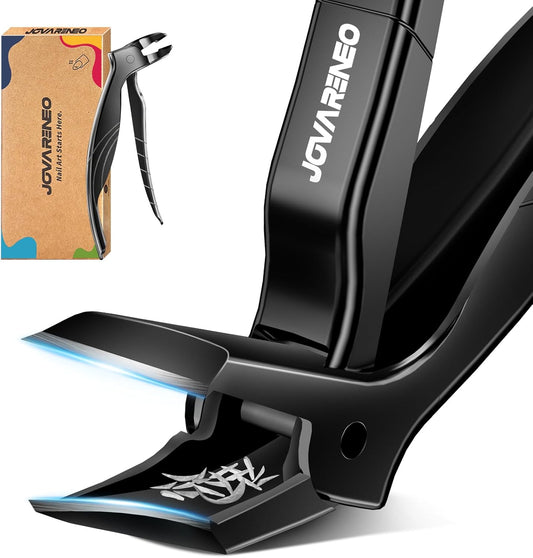 Toenail Clippers for Seniors, Angled Head Large Toe Nail Clippers for Thick Toenails, Wide Jaw Eagle Beak Clippers for Ingrown Nails, Anti-Splash Cutter with Curved Blade, Cuticle Clippers