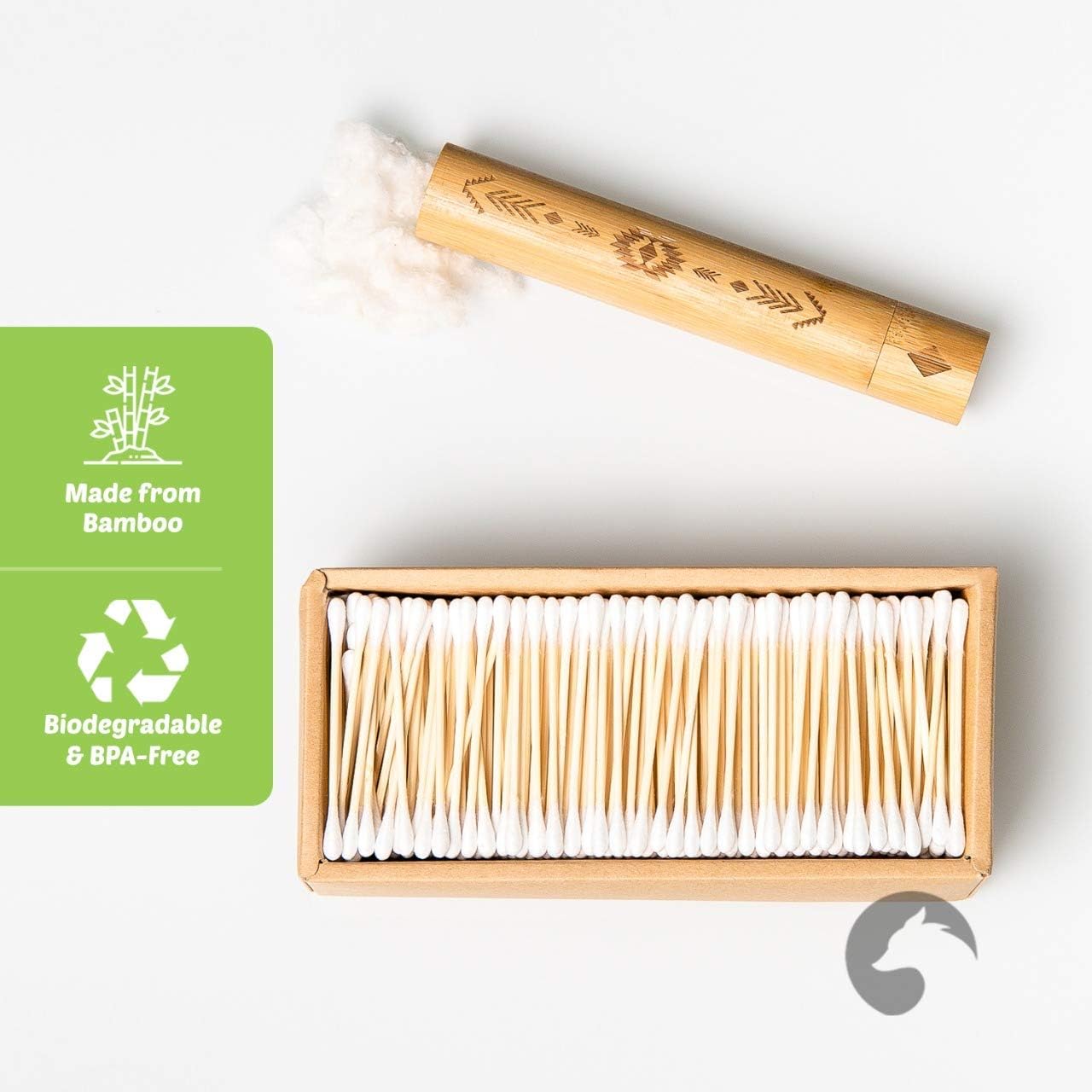 Bamboo Cotton Swabs 200 Count | Biodegradable & Organic Cotton Buds | Double Tipped Sticks | 100% Eco-Friendly & Natural | Perfect for Makeup & Nail Applications, Arts & Crafts, Removing Dust & Dirt…