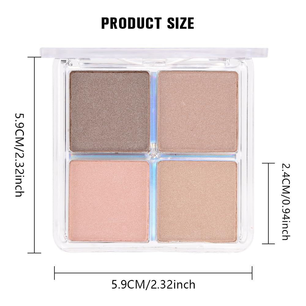 Kaely Powder Eyeshadow Quad, Sheerly Nude Glitter Eyeshadow Palette Makeup, Neutral Eye Shadow Palette for Older Women Pigmented Waterproof, sombras para ojos, Blendable, Cruelty-free, 09