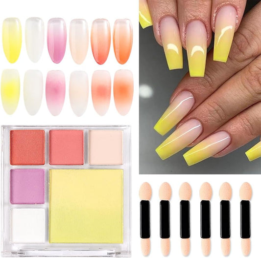 7 Colors Solid Fluorescent Neon Pigment Powder Set Gradient Iridescent Rainbow Palette Glitter Rubbing Dust for Gel Polish Nail Art Decorations