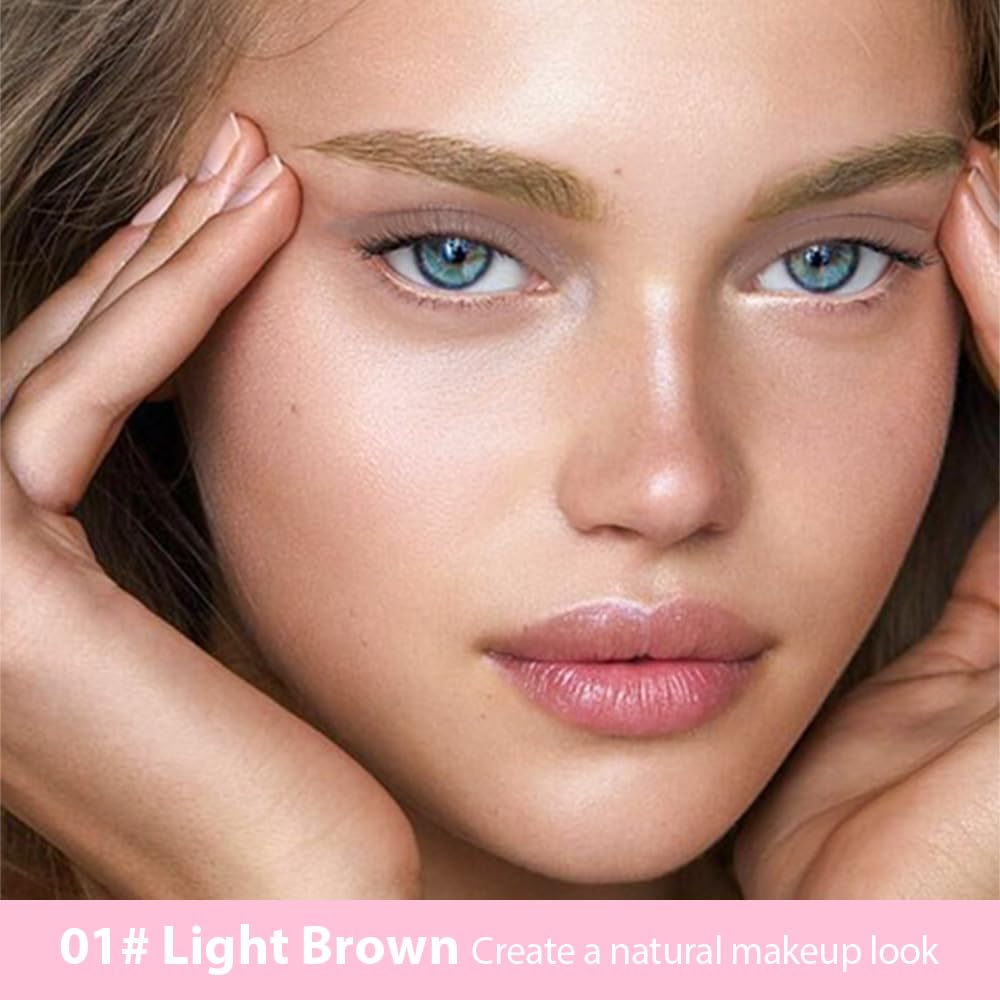 evpct 2Pcs Dark Light Brown Magic Microblading Dual-Ended Eyebrow Contouring Pen Brow Pencil, with 4 Brush Micro-Fork-Tips Applicator and Precise Brush-Tip Hair Like Strokes, Dual-ended Eyebrow Brush