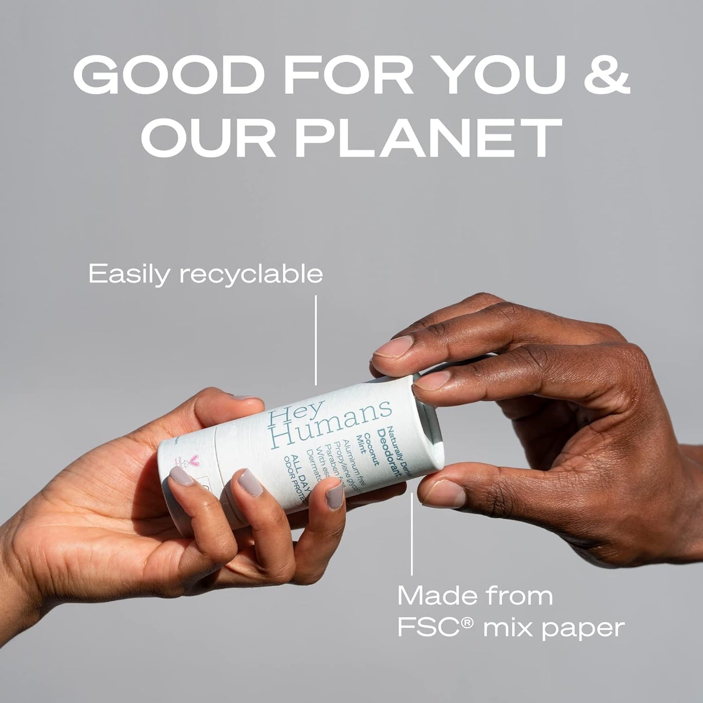 Hey Humans Deodorant, Aluminum Free Deodorant for Women and Men, Contains Naturally Derived Ingredients, All Day Odor Control, Refreshing Deodorant Essential Oils, Lavender Vanilla