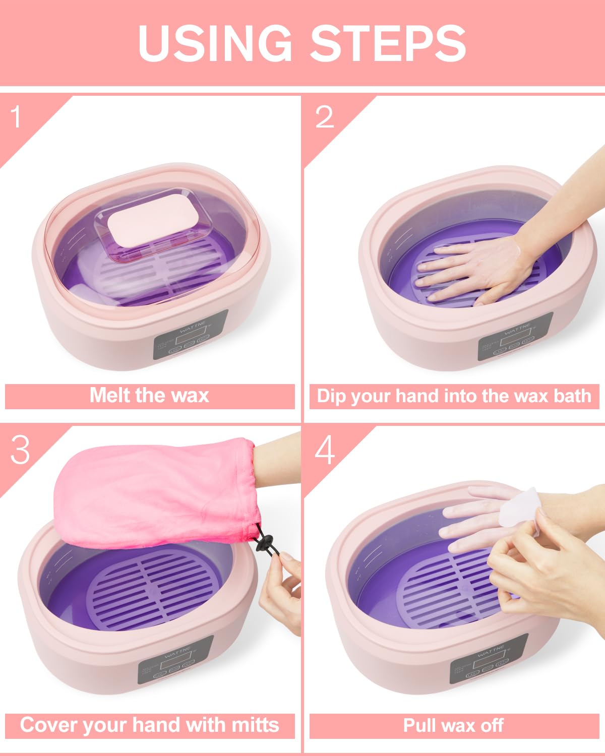 Paraffin Wax Machine for Hand and Feet -Paraffin Wax Warmer Moisturizing Kit Auto-time and Keep Warm Paraffin Hand Wax Machine for Arthritis (Pink)
