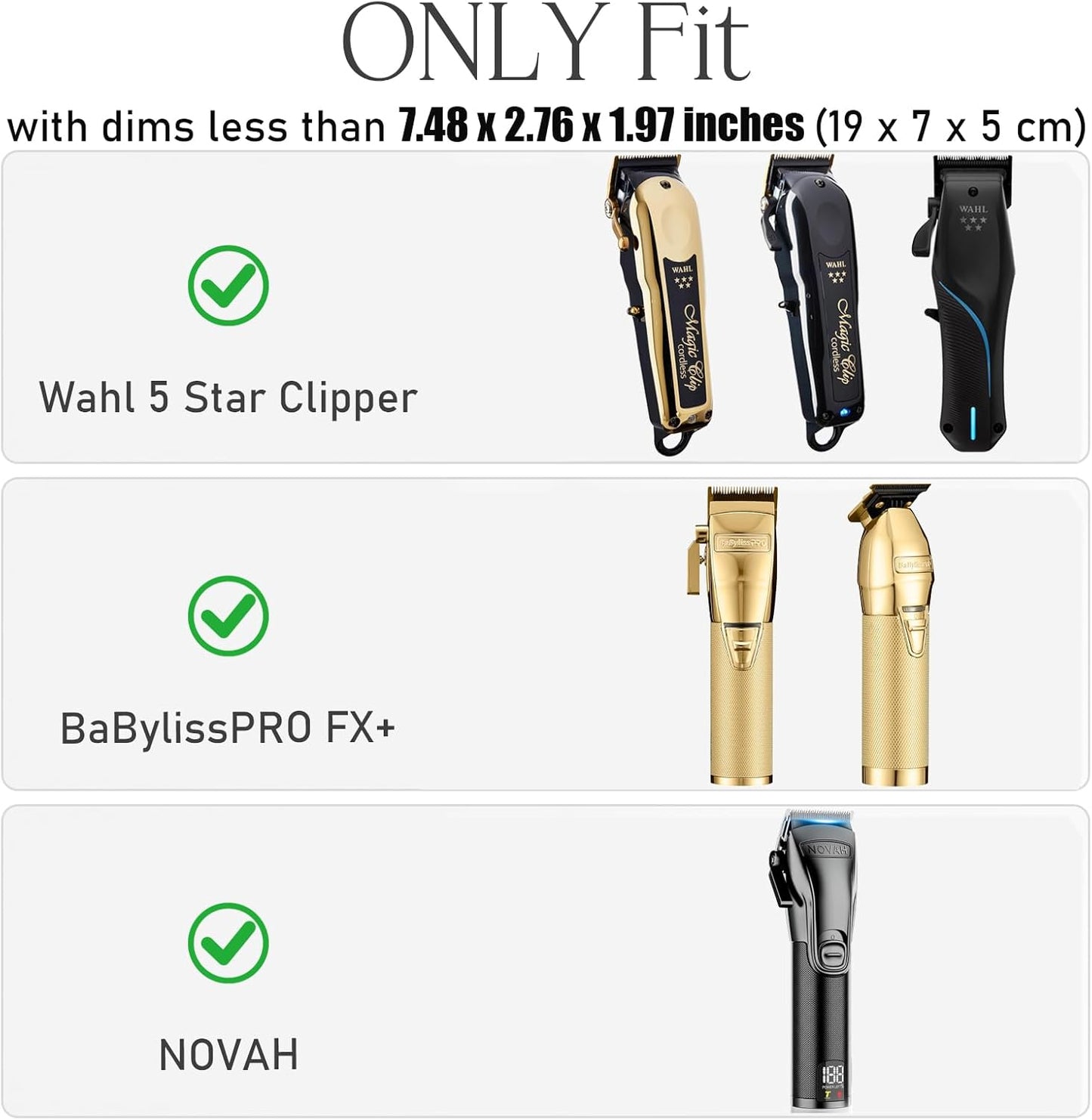 Case Compatible with Wahl 5 Star/BaBylissPRO FX+/ NOVAH HCL-002 Professional Cord/Cordless Hair Clippers Barber Trimmers, Beard Trimmer Grooming Storage Holder (Case Only) (Black)