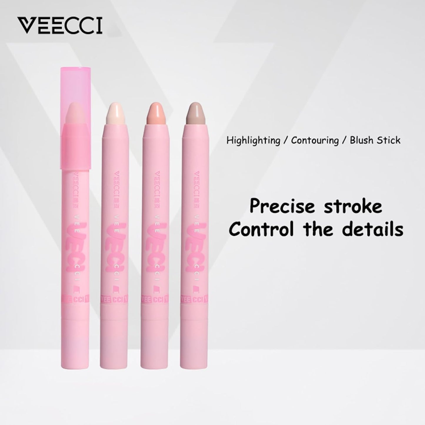 Highlighter Stick - Creamy Contour & Blush Stick with Brush, Moisturizing, Long-Lasting, Buildable Color for Easy Sculpting, Highly Pigmented Matte Finish, Ideal for Foundation & Concealer