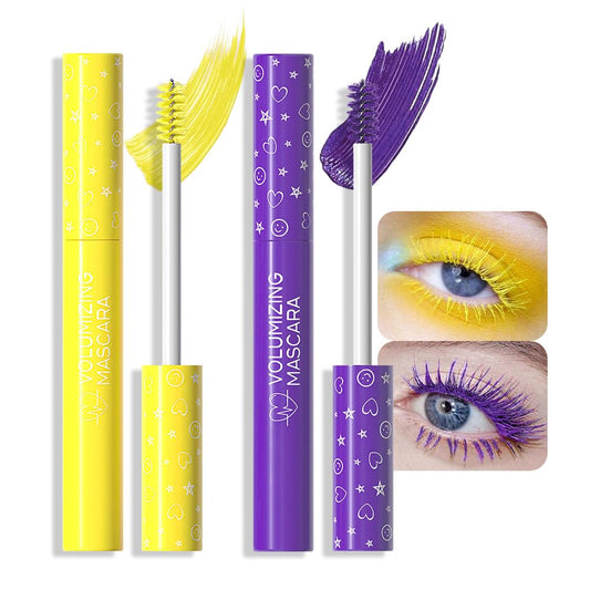 Colored Mascara for Eyelashes Set,Colorful Waterproof Mascara for eyelashes Long lasting Charming Voluminous for Women Halloween Eye Makeup (2Pcs 07#Yellow&08#Purple, F)