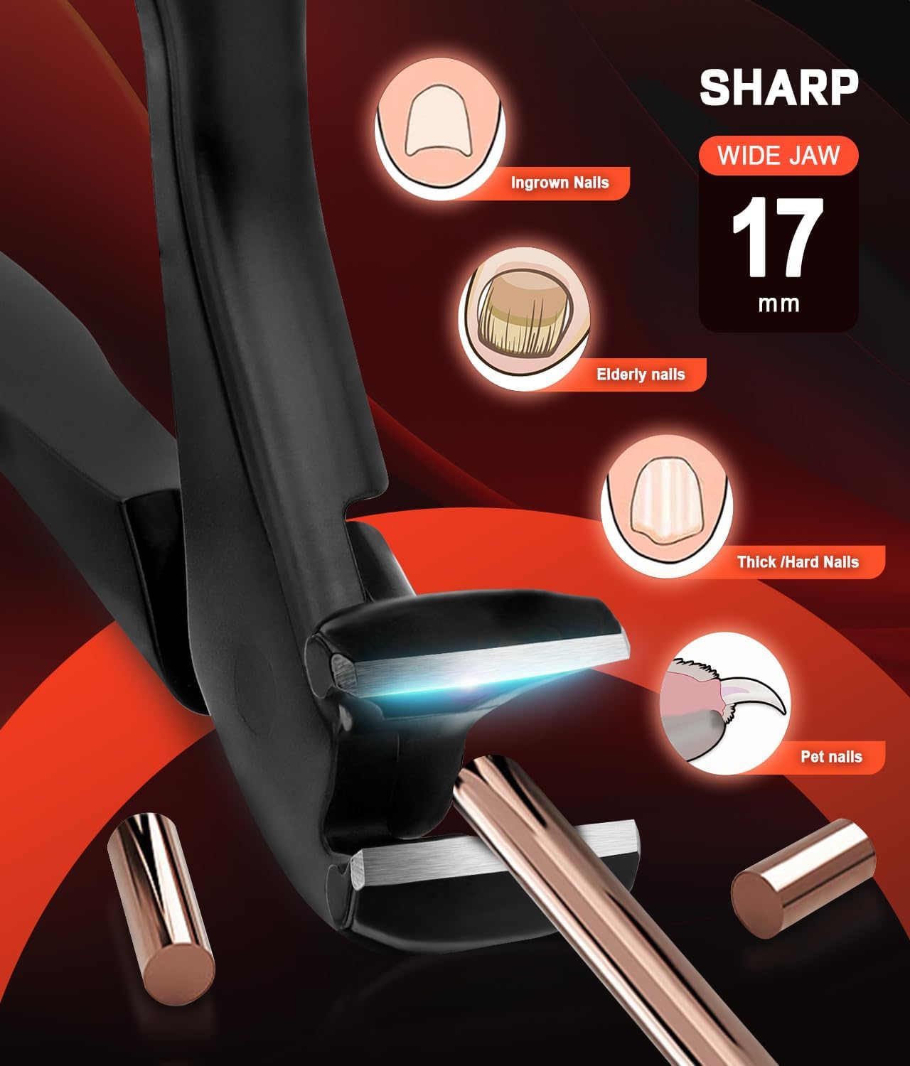 SGNEKOO Long Handle Toenail Clippers for Seniors - Curved Design with Anti-Slip Grip, MIM Technology & Ergonomic Pedicure Tool (No Bending, Easy Trimming for Elderly)