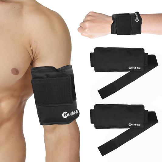 2 Pack Gel Ice Pack Wrap with Velcro Strap, Ice Pack for Injuries Reusable, Hot Cold Therapy Wrap, Elbow Ice Bag Wrap, Flexible Soft for Arm, Wrist, Hand, Foot, Ankle
