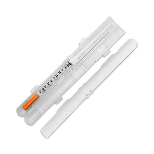 GMS 60 Unit Syringe Case - Holds New, Prefilled & Used Syringes with Needles - Small & Discreet - Ideal for Travel - Sharps Container - 2 Pack - White