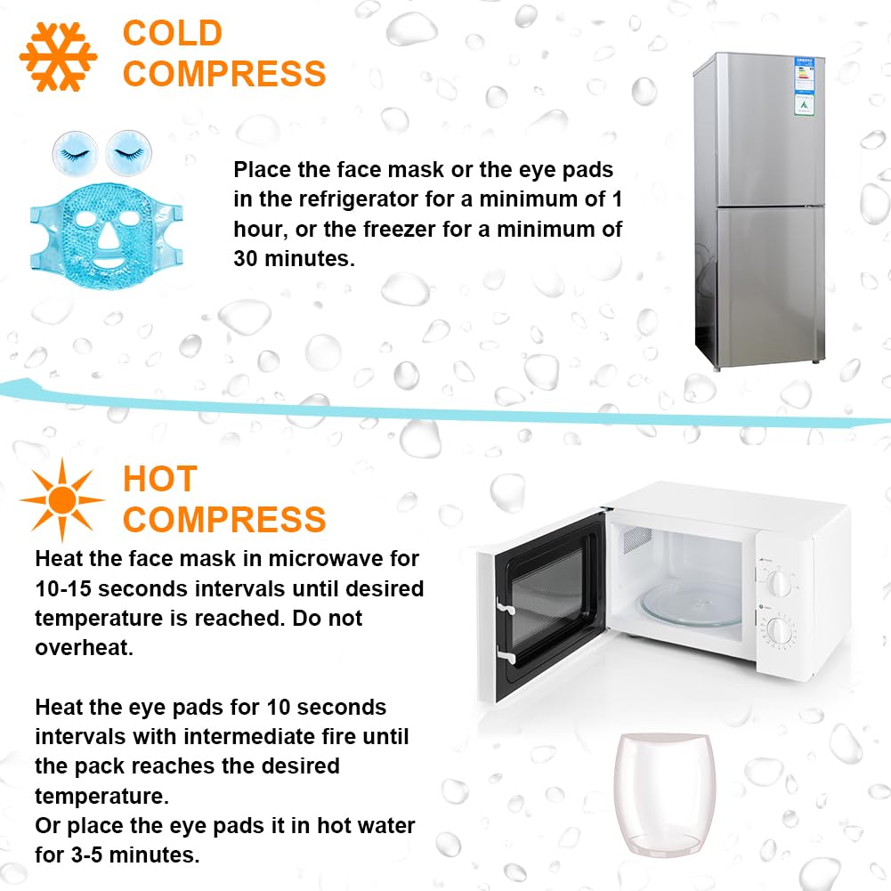 Face Eye Masks for Dark Circles and Puffiness, Migraines, Headache, Stress, Redness, Acne, Cooling Face Masks for Women Man, Hot Cold Use Ice Face Mask. (Blue set)