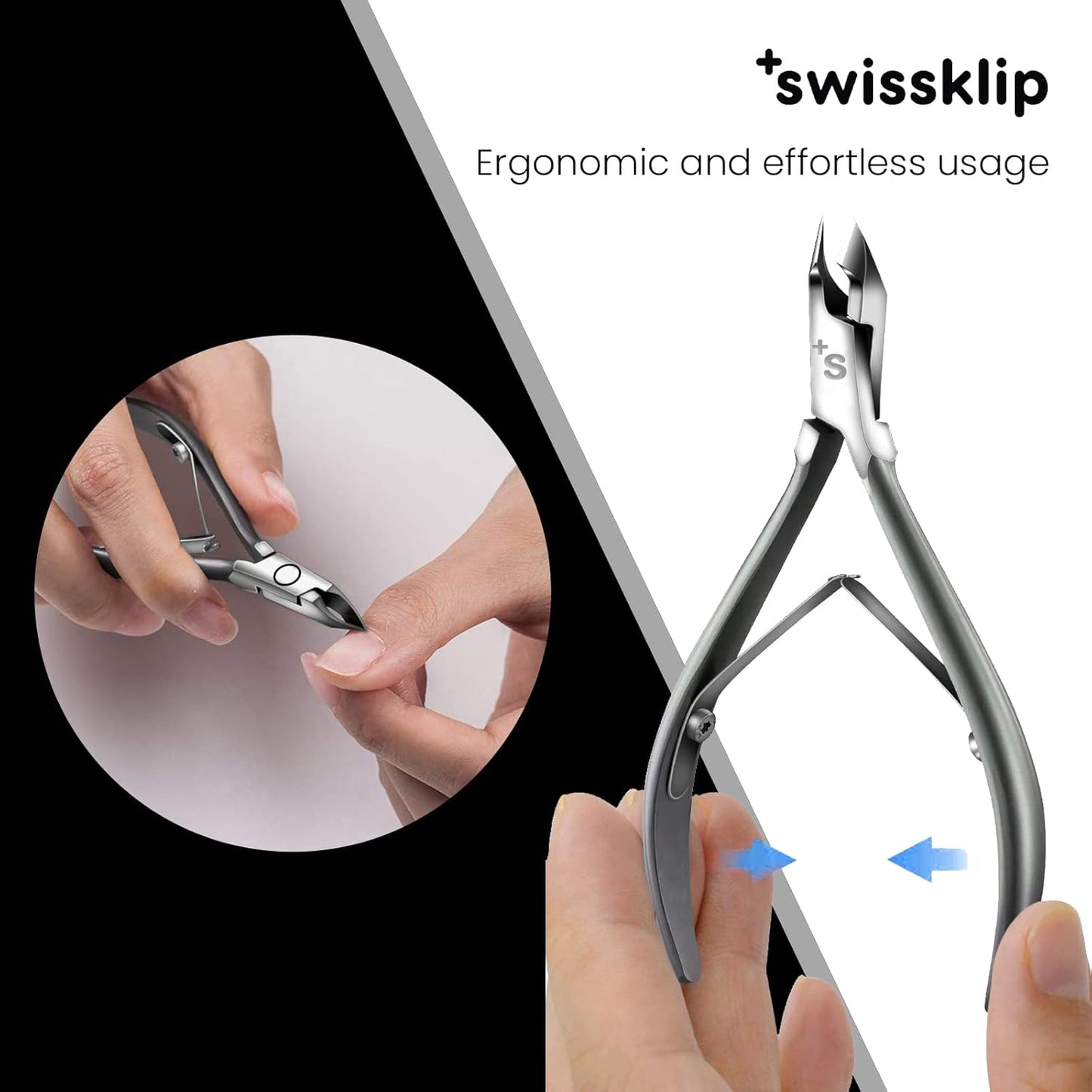 Swissklip Cuticle Trimmer, Cuticle Remover, White Elephant gifts, Cuticle Nippers, Cutter, Nail Nipper used along with Cuticle Pusher Tool, Nail Cuticle Trimmer
