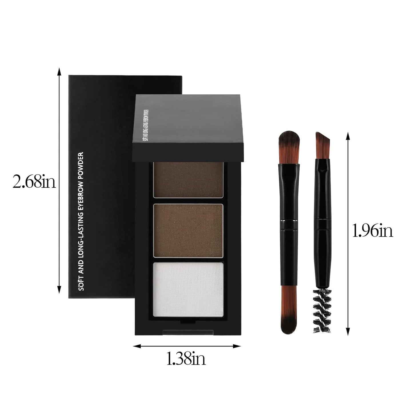 3 Colors Eyebrow Makeup Kit, Professional Brow Contour Palette, Waterproof Long-lasting Eyebrow Filler Powder with Mirror & Brow Brush
