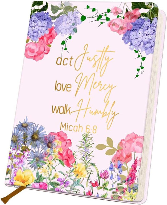 Bible Verse Lined Journal Notebook for Women Men, 200 Pages A5 Hardcover Leather Journals for Writing & Note Taking, Watercolor Floral College Ruled Notebook Diary Notepad, Christian Gifts 3