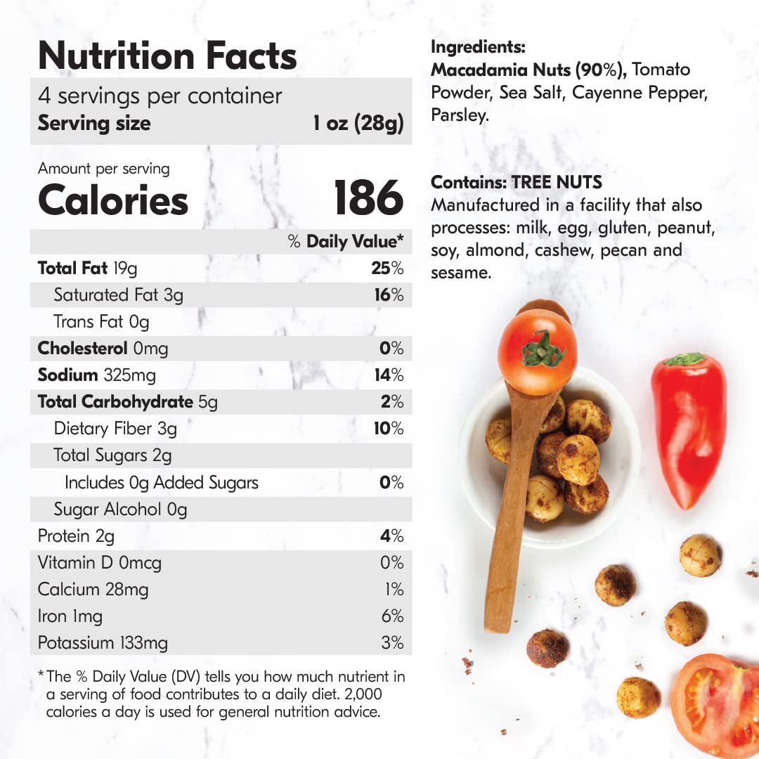 House of Macadamias Premium Seasoned Macadamia Nuts, Zesty Salsa, Zero Sugar, Bulk Nuts, Keto, Vegan, Paleo, All Natural, Dairy Free, Healthy Snack, 6 x 4oz