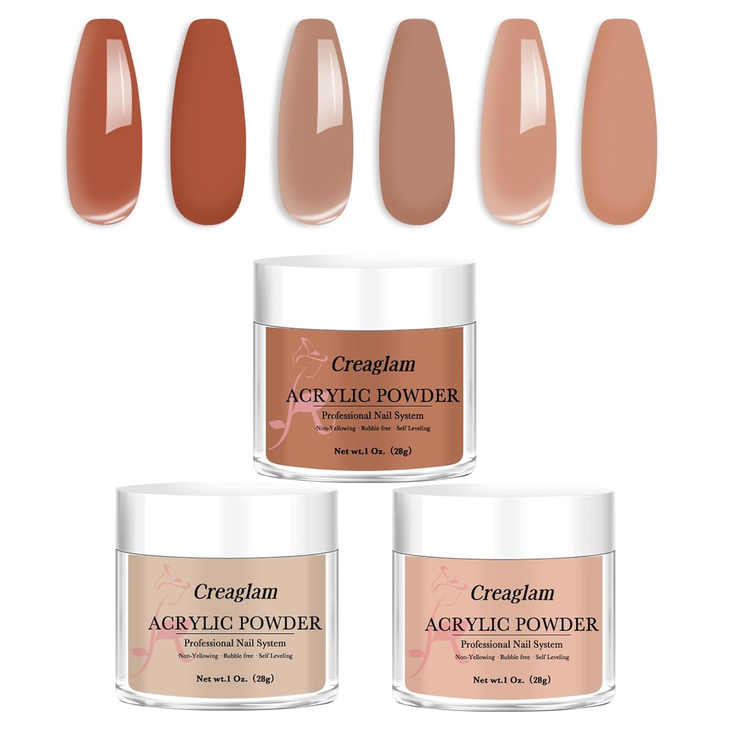 Super Acrylic Powder 28g: 3Pcs Large Capacity Bruschetta Tuscany Nail Polymer for 3D Art Carving French Extension - 1oz. Muted Clay Professional Acrylic Powder No Need Lamp