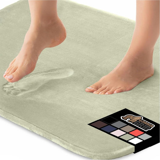 GORILLA GRIP Memory Foam Bath Mat, Soft Absorbent Velvet Bathroom Mats, Durable Dots on Underside, Machine Washable Bathmat, Carpet Rug Room Decor for Shower Tub Floor RV, 36x24 Rugs, Sage