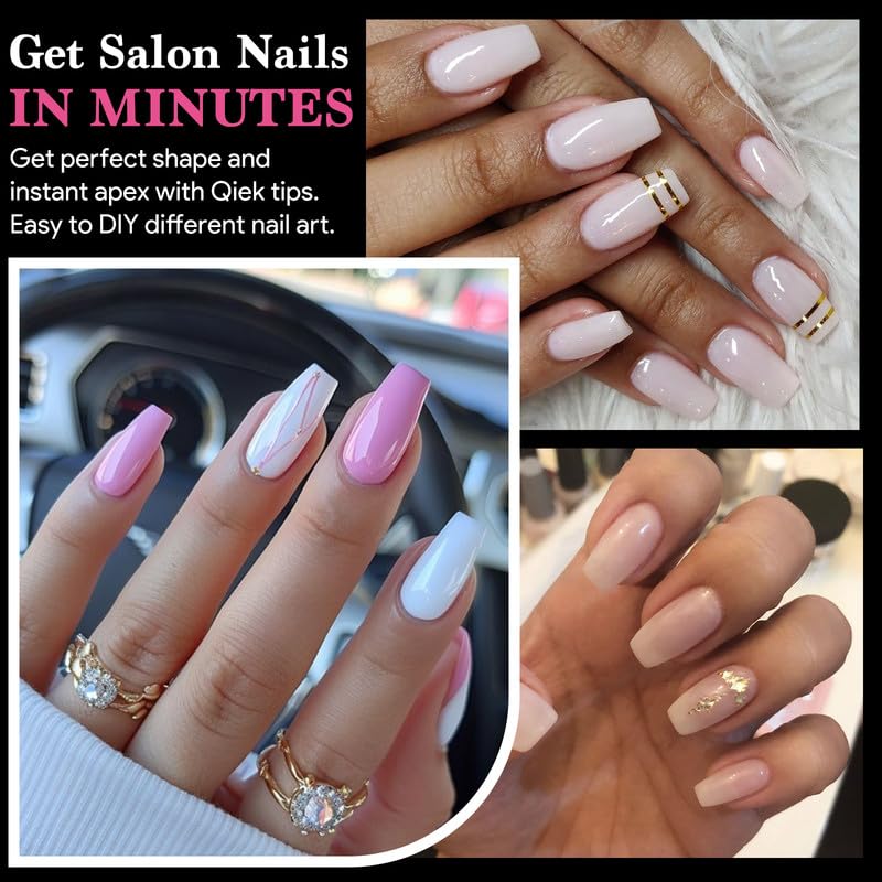 Medium Coffin False Nail Tips, 15 Sizes 510 PCS Clear Soft Press On Fake Nail Pre-shaped Half Matte Full Cover Gel Nail Tip Extensions Strong Thick Long Lasting for DIY Beginners & Salon Manicure