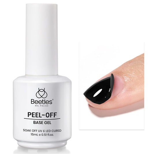 Beetles Peel Off Gel Base Coat for Gel Nail Polish: 15ml Peel Off Base Coat, Soak Off-Free Easy Removal without Damage, Long Lasting for Beginners DIY Manicure Weak Thin Nails