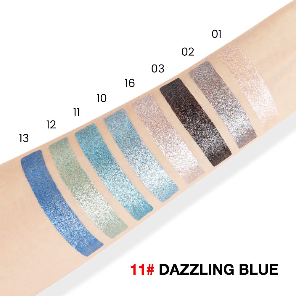 evpct Dazzling Blue Shimmer Cream Eye Shadow Brightener Sticks Set for Eyes, Blue Shimmery Matte Pencil Eye shadow Applicator Stick Pen Palette Makeup Waterproof sombras en crema para ojos 11#