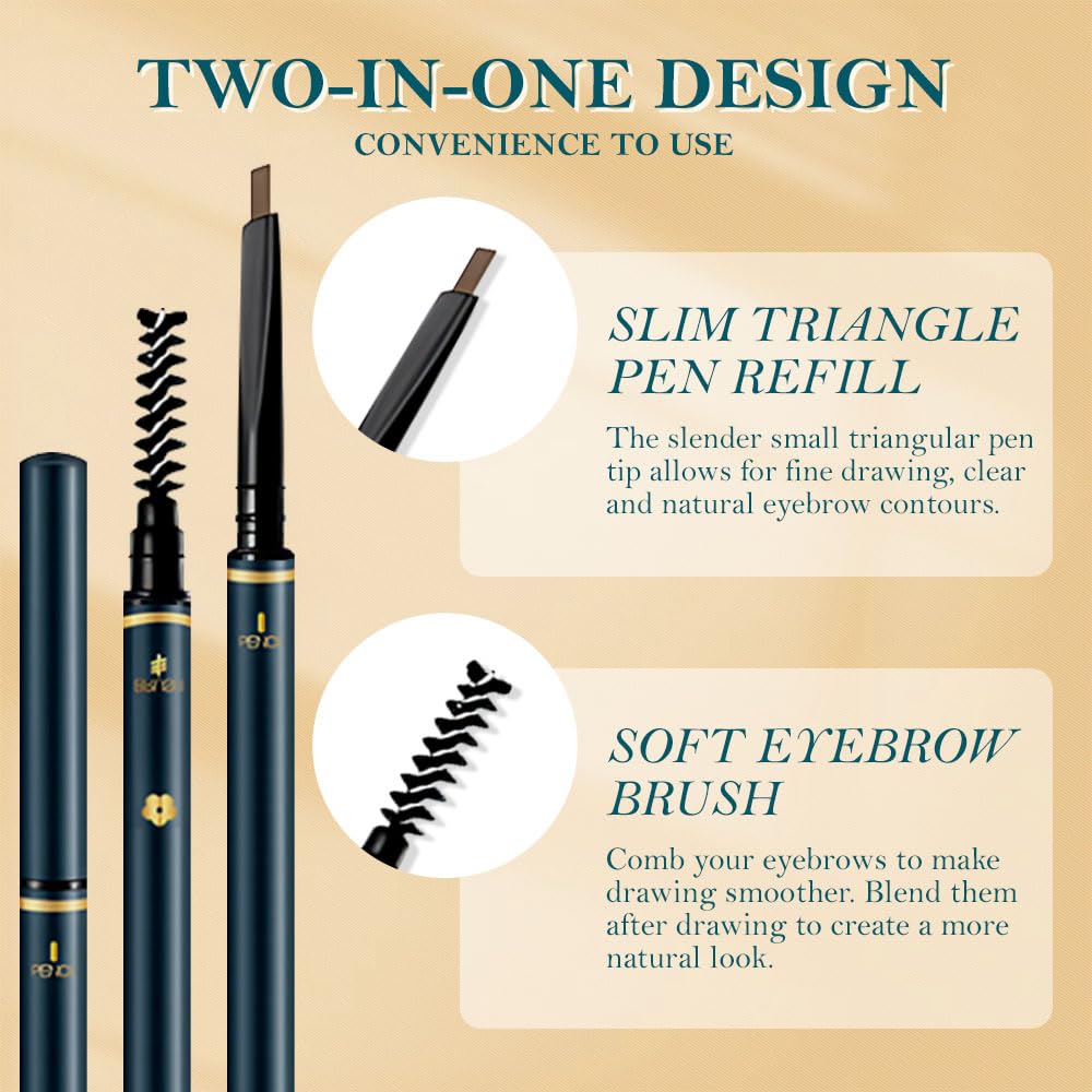 5 Pcs Waterproof Professional Makeup Micro Brow Pencil, Dark Coffee Brow Kit with Eyebrow Brush,Ultra-Fine Mechanical Pencil, Eyebrow Pencils for Women, (C05#Dark Coffee, 5Pcs)