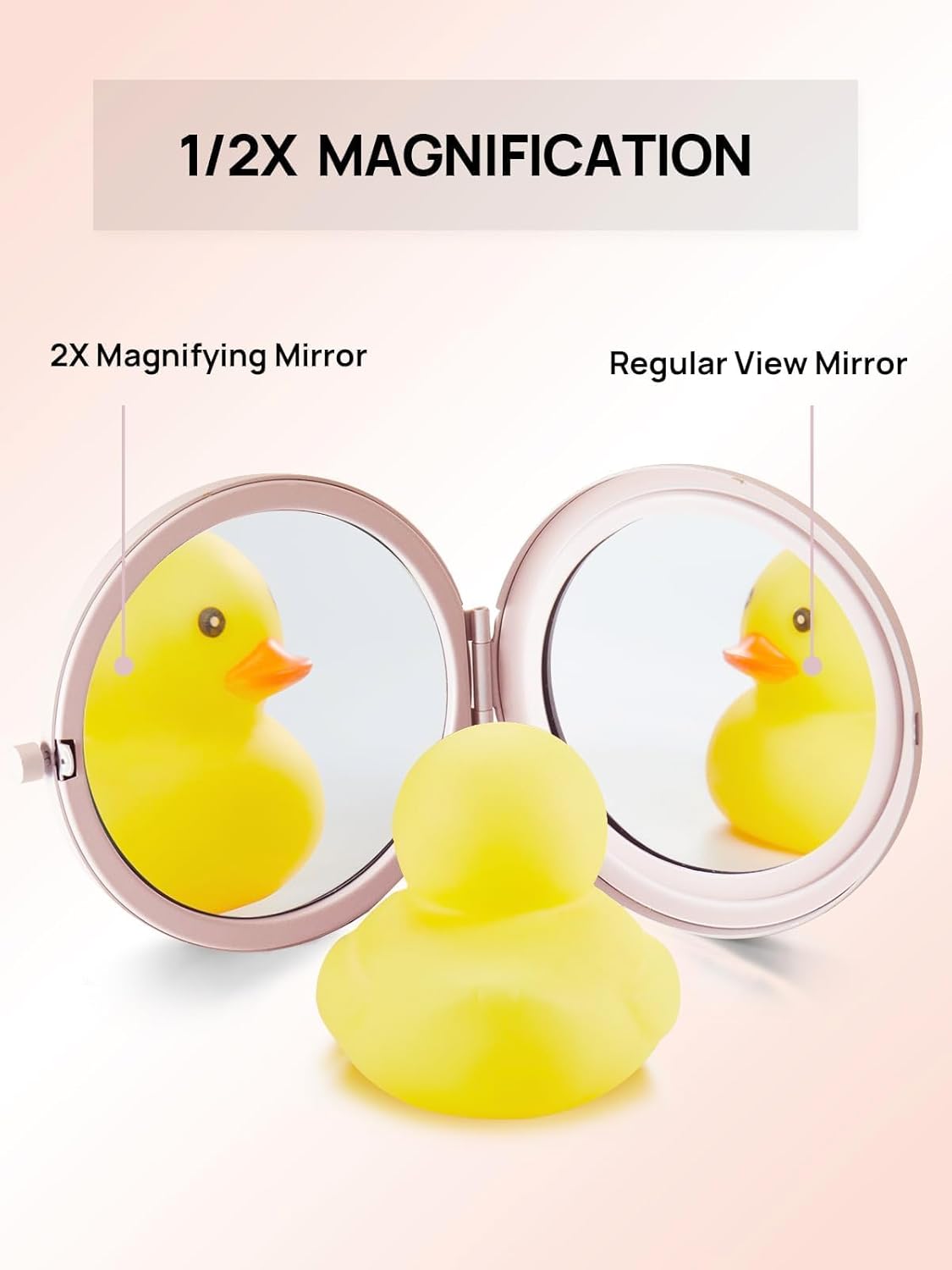 Compact Mirror Bulk, Pack of 12 Double-Sided 1X/2X Magnifying Metal Makeup Mirrors(Round, Pink Marshmallow)