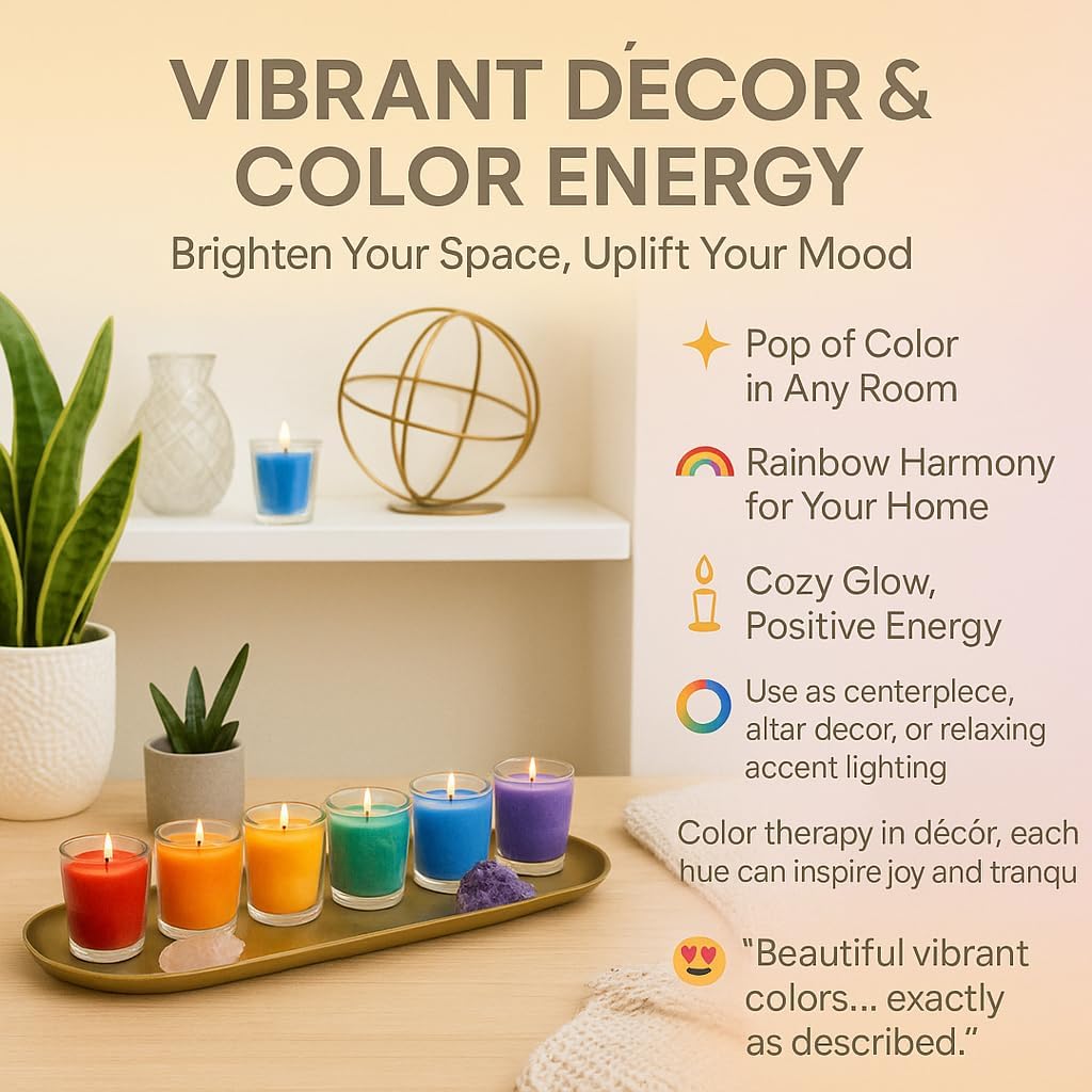 Chakra Scented Candles Gift Set, Natural Soy Wax Aromatherapy Candles for Meditation, Yoga, Relaxation & Stress Relief, Long 8-Hour Burn Each, Calming Spiritual Decor