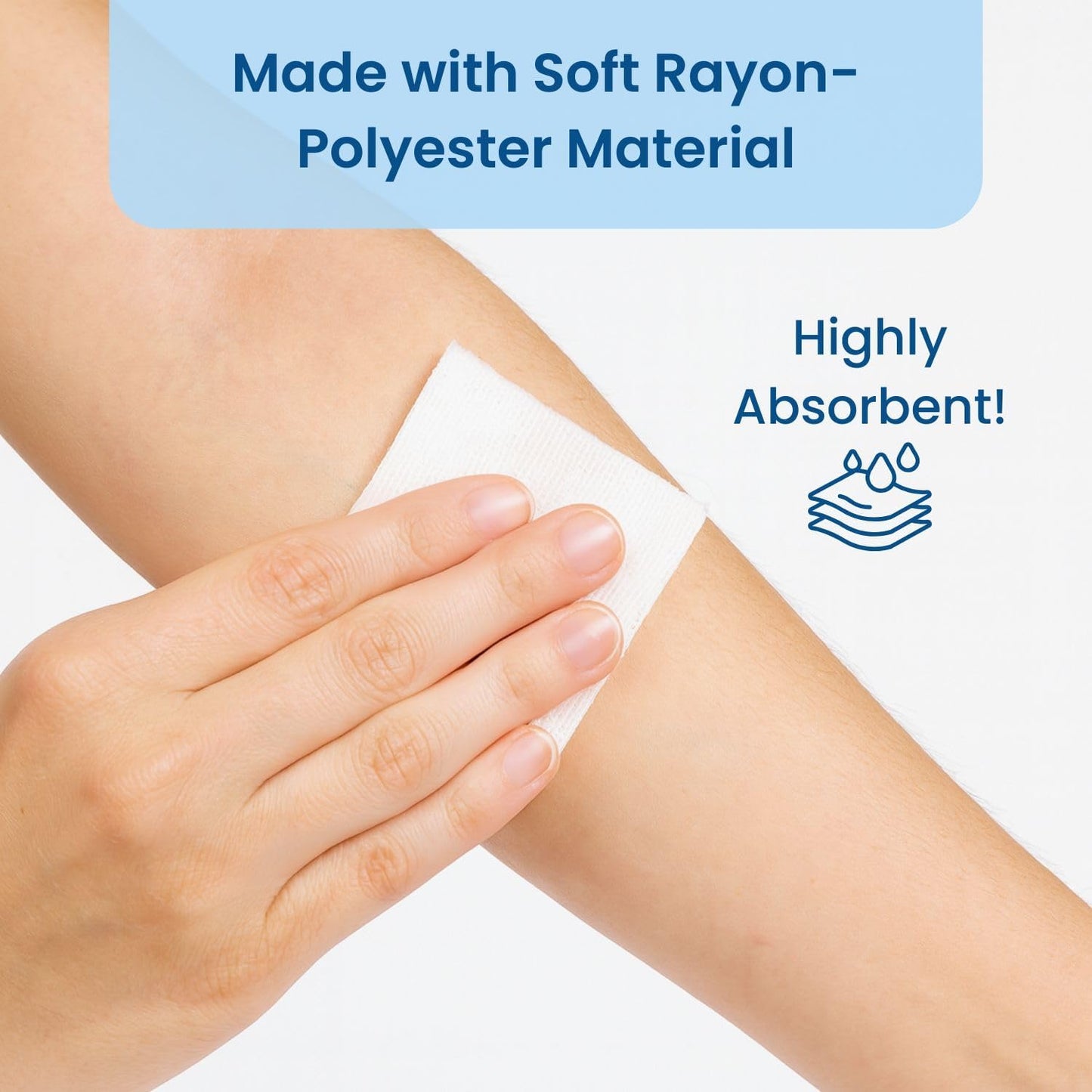 HCS Non-Woven Gauze Sponges 4x4 - Non-Sterile, 4-Ply (200-Count) - Highly Absorbent, Low-Linting Squares - 4x4 Gauze Pads, Large - Medical Supplies, Wound Care, First Aid, Surgical Use, Dental