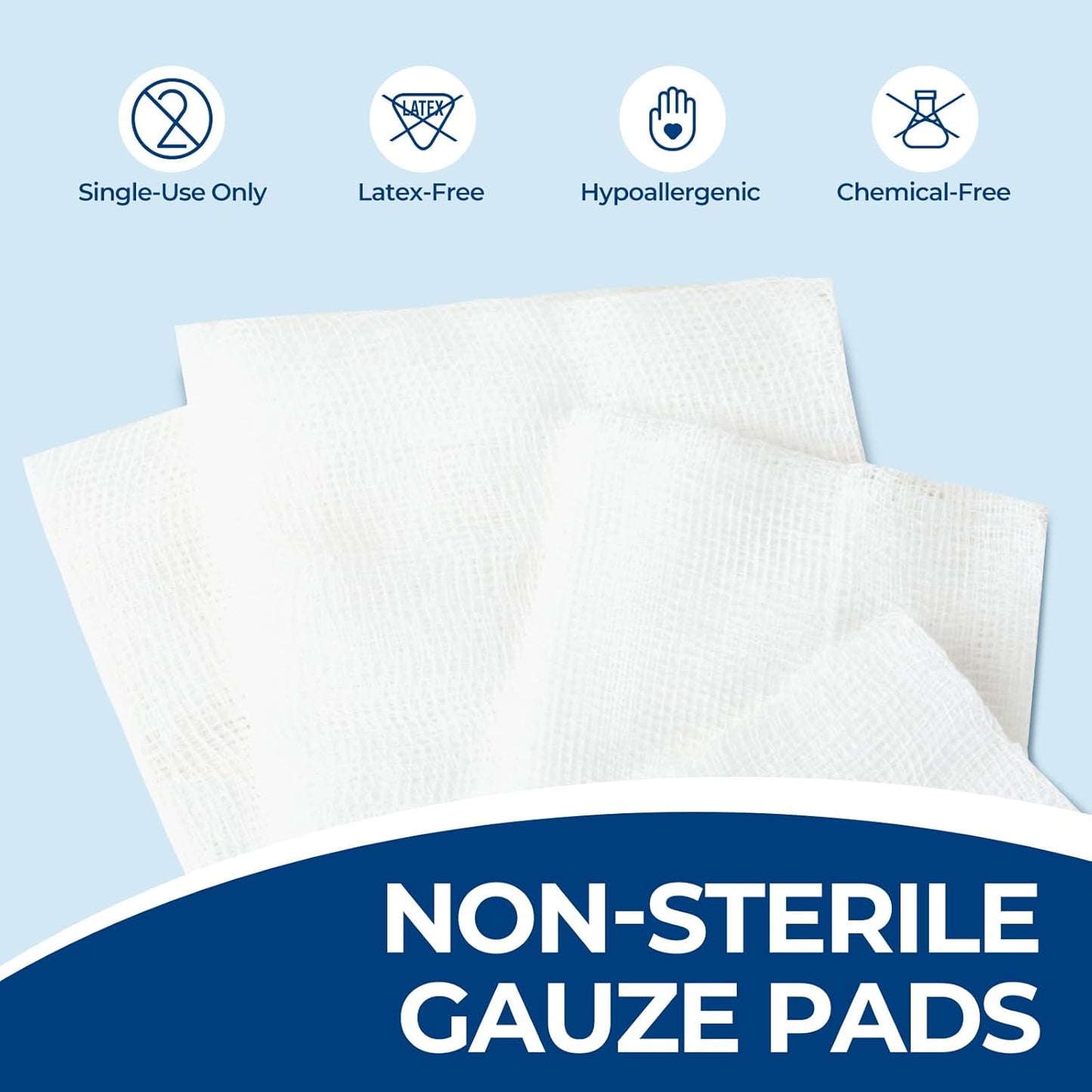 200 Pack 3x3 Inch Gauze Sponges 8-Ply, 100% Cotton Soft Woven Gauze Pads for Wound Care, Highly Absorbent Bulk Hospital-Grade First Aid & Surgical Dressing