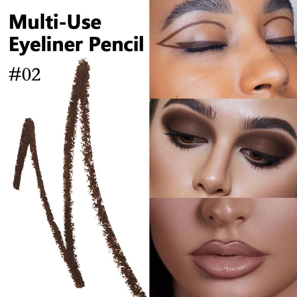 evpct Brown Eyeliner Pencils for Eyes, Dark Brown Colored Eye Liner Pencil Pen Makeup Waterproof Smudge Proof, Colored Gel Waterline Eyeliner Liquid, Face Eye Paint Stick Lipstick Halloween Makeup 02