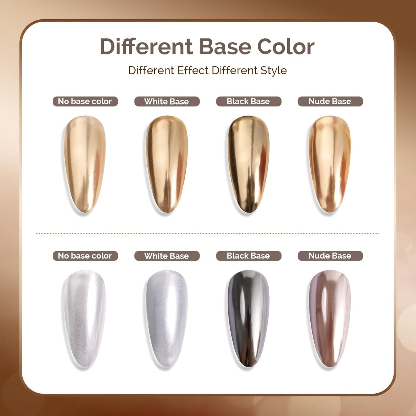 MelodySusie 2Pcs Chrome Nail Powder for Gel Nails,Metallic Mirror Effect Pigment Stylish and Technological Fine Glitter for Home DIY Salon Use