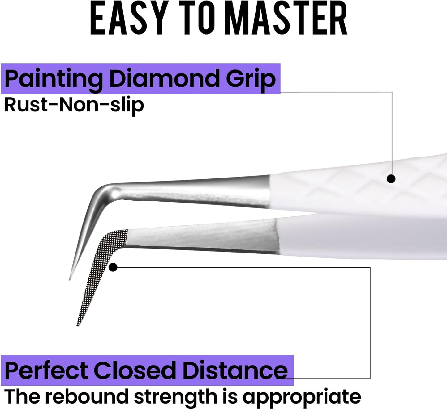 Fiber Tip Lash Tweezers For Eyelash Extension 4 Pcs Tweezers Professional Artist Tech Work Kit Tools,Best Volume Eyelash Extensions Precision 90 45 Degree(White Silver)