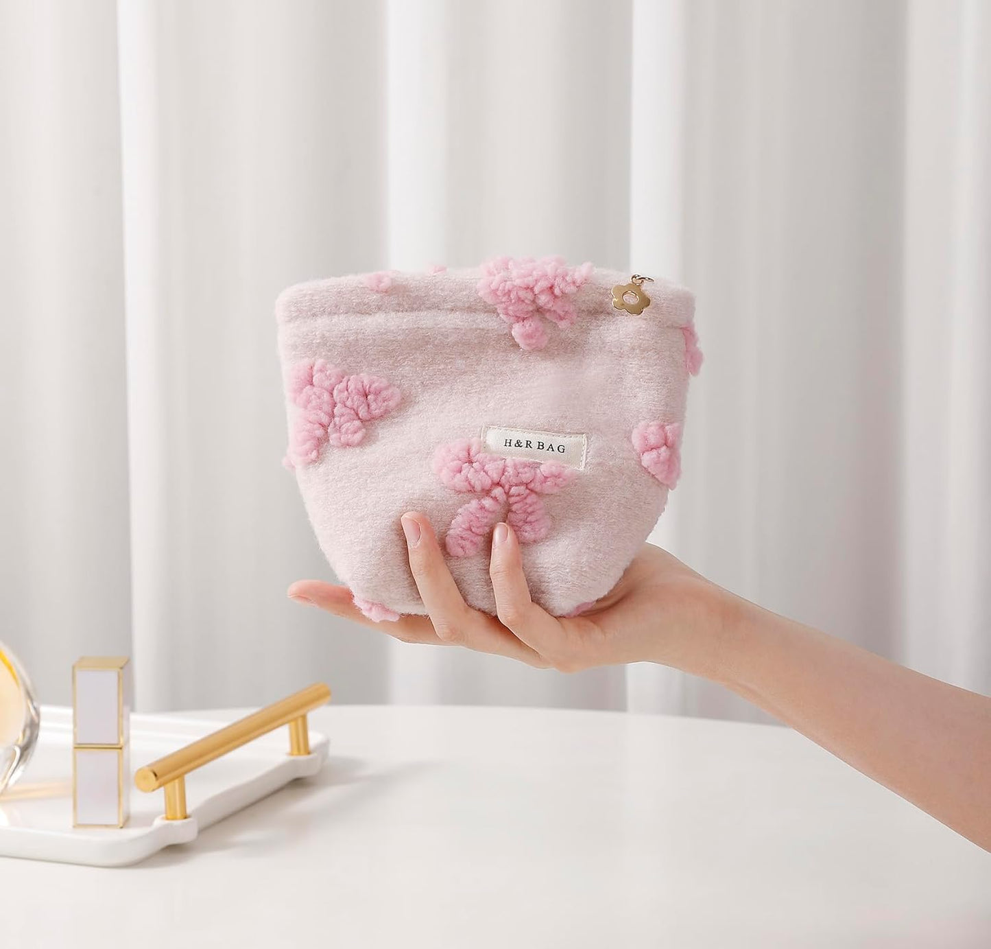 2 Pcs Makeup Bags, Large Cosmetic Bag Travel Toiletry Bag Organizer for Women, Plush Makeup Bag Small Cosmetic Pouch Purse with Zipper Gifts for Girls Teen